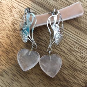 Sterling Silver and Rose Quartz Heart Earrings